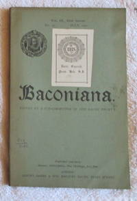 Baconiana - volume 9, new series, January 1901 to October 1901, four issues in wrappers