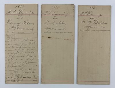 [Three Manuscript Sharecropping Agreements Between South Carolina Cotton Farmer M.T. Fleming and His Tenants]