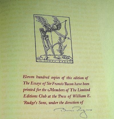 THE ESSAYES [ESSAYS] OR COUNSELS CIVILL & MORALL OF FRANCIS BACON BARON OF VERULAM VISCOUNT SAINT ALBAN