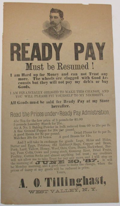 READY PAY MUST BE RESUMED! I AM HARD UP FOR MONEY AND CAN NOT TRUST ANY MORE. THE WHEELS ARE CLOGGED WITH GOOD ACCOUNTS BUT THEY WILL NOT PAY MY DEBTS OR BUY GOODS..