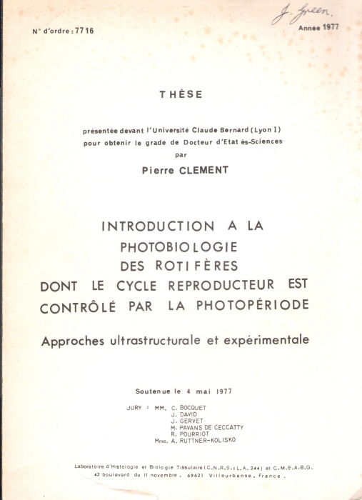 Introduction Agrave La Photobiologie Des Rotif Egrave Res Dont Le Cycle Reproducteur Est Contr Ocirc L Eacute Hellip By