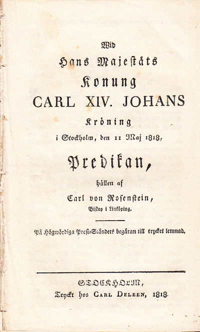 Wid hans majestäts konung Carl XIV. Johans…