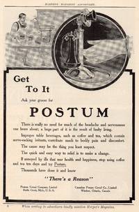 1911 Illustrated Advertiement for Postum Cereal , Antique Ad