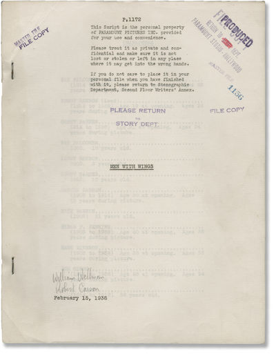 Men With Wings (Original screenplay for the 1938 film)