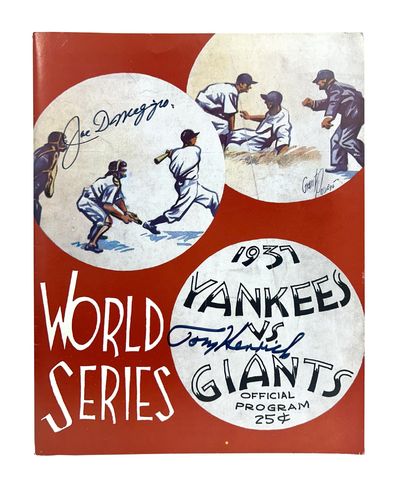 Signed 1985 Reproduction of Official 1937 Yankees Vs. Giants World Series Program