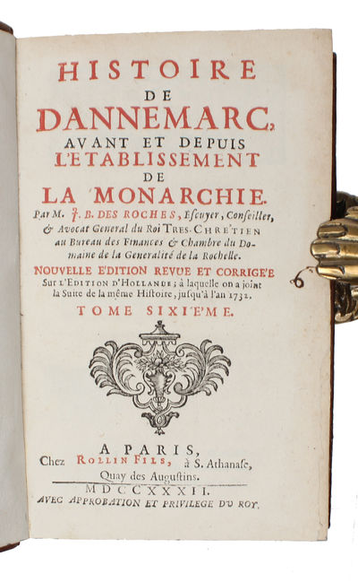 Histoire de Dannemarc, avant et depuis l'établissement de la monarchie.‎ Nouvelle Edition. 9 vols.  - [BEAUTIFULLY BOUND COPY OF THE FIRST FRENCH WORK ON THE HISTORY OF DENMARK] (photo 10)