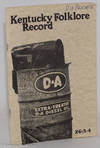 Kentucky folklore record: a regional journal of folklore and folklife, volume 26 numbers 3-4, July-December 1980