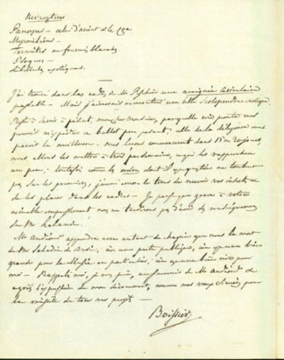 Autograph letter signed to André Melly