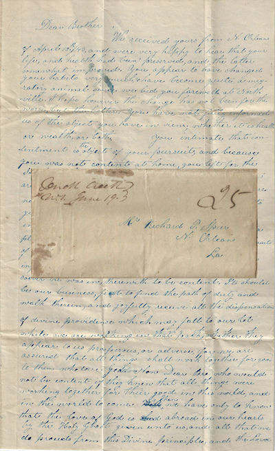 1843 - Letter from an important missionary at the Oneida Duck Creek Reservation in Wisconsin describing his effort "endeavoring to labor for the good of the Indians.
