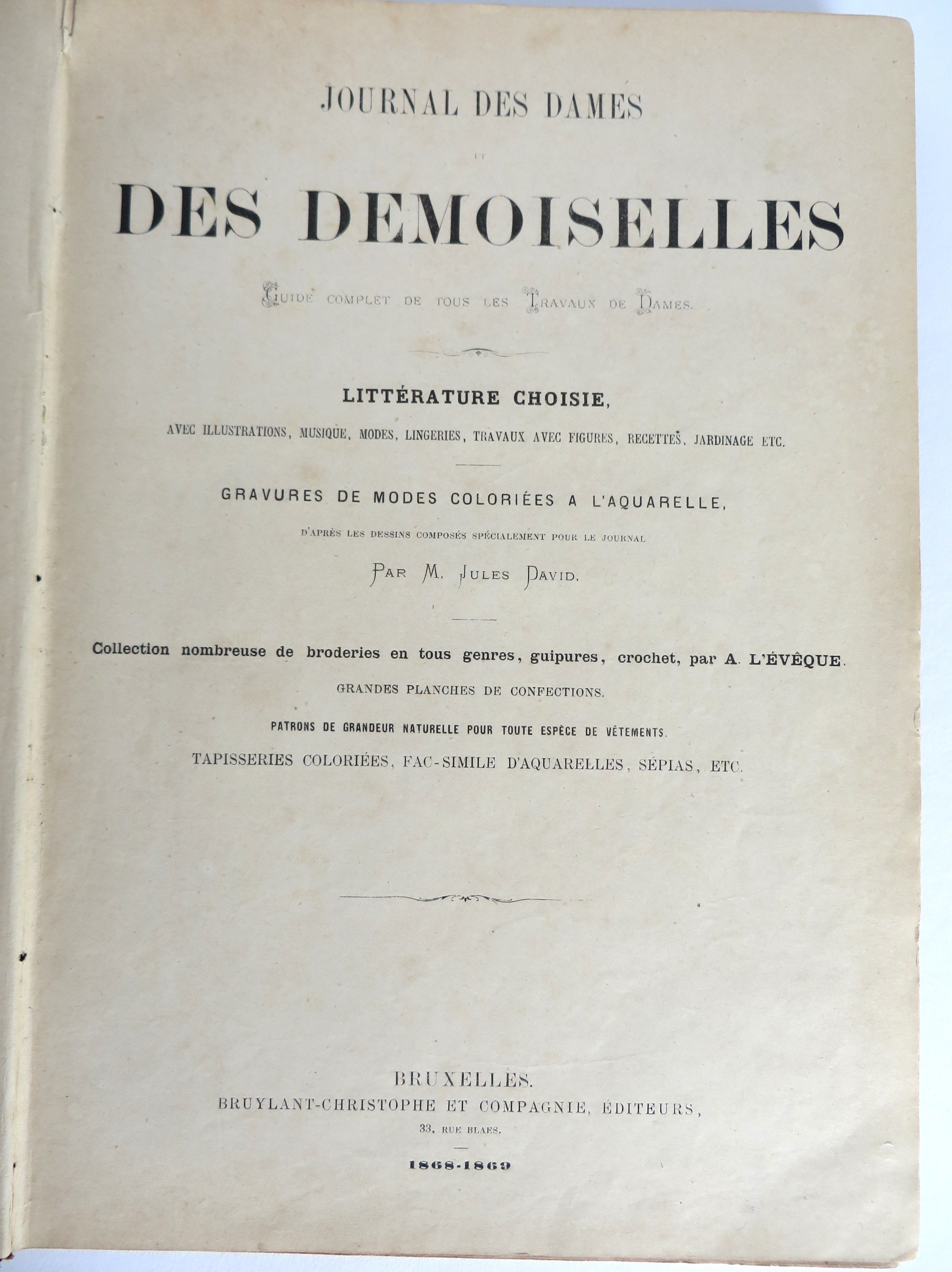 Journal des Dames et des Demoiselles 1868-1869 by M Jules David