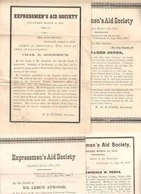 GROUP OF FOUR (4) DEATH NOTICES FOR MEMBERS OF THE EXPRESSMEN'S AID SOCIETY:; Each giving the name of the deceased, his position with American Express Company, cause of death, family, &c by American Express - 1888