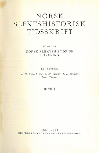 Utgitt av Norsk Slektshistorisk Forening.