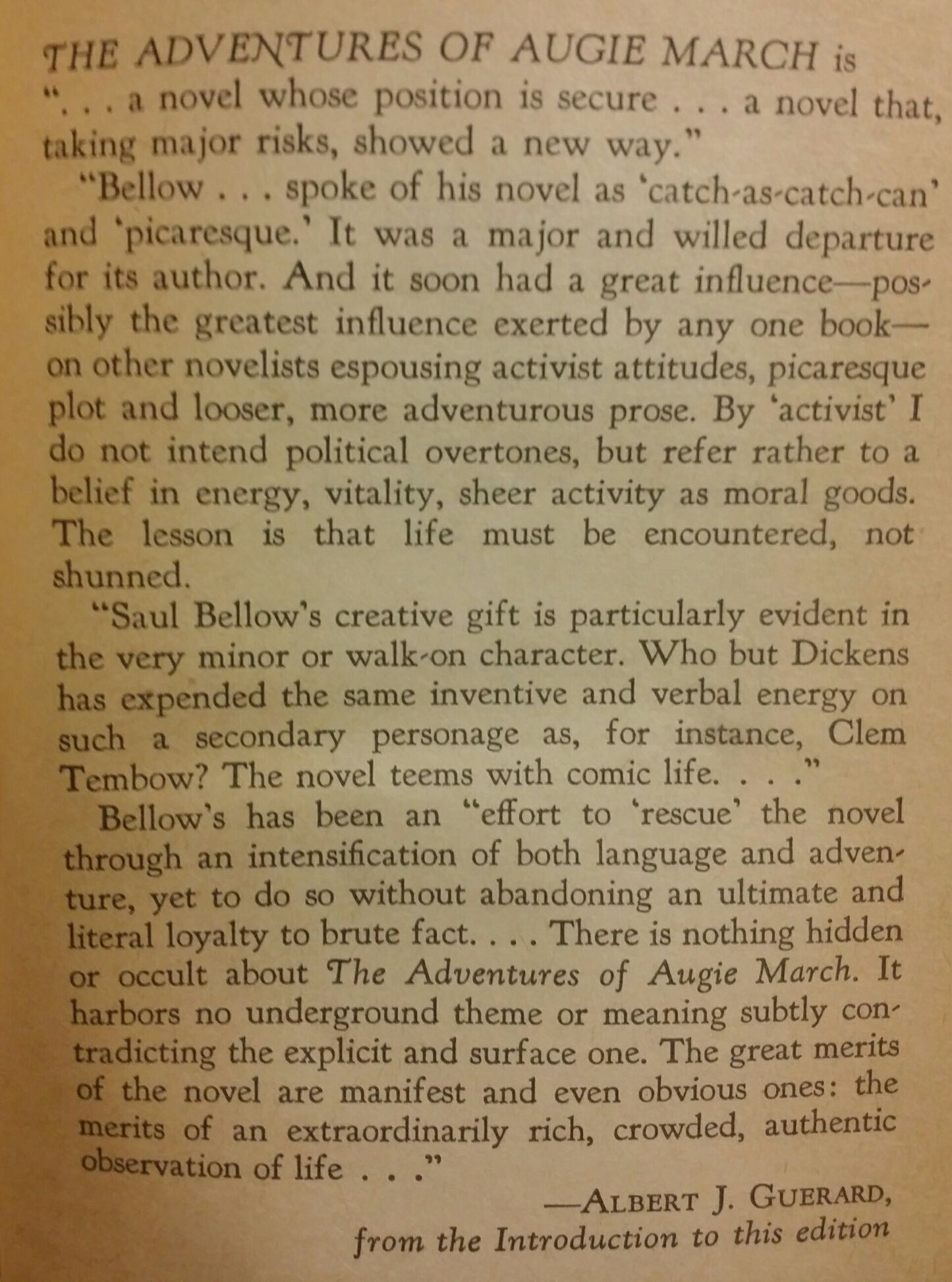 The Adventures of Augie March by Saul Bellow Paperback Fawcett