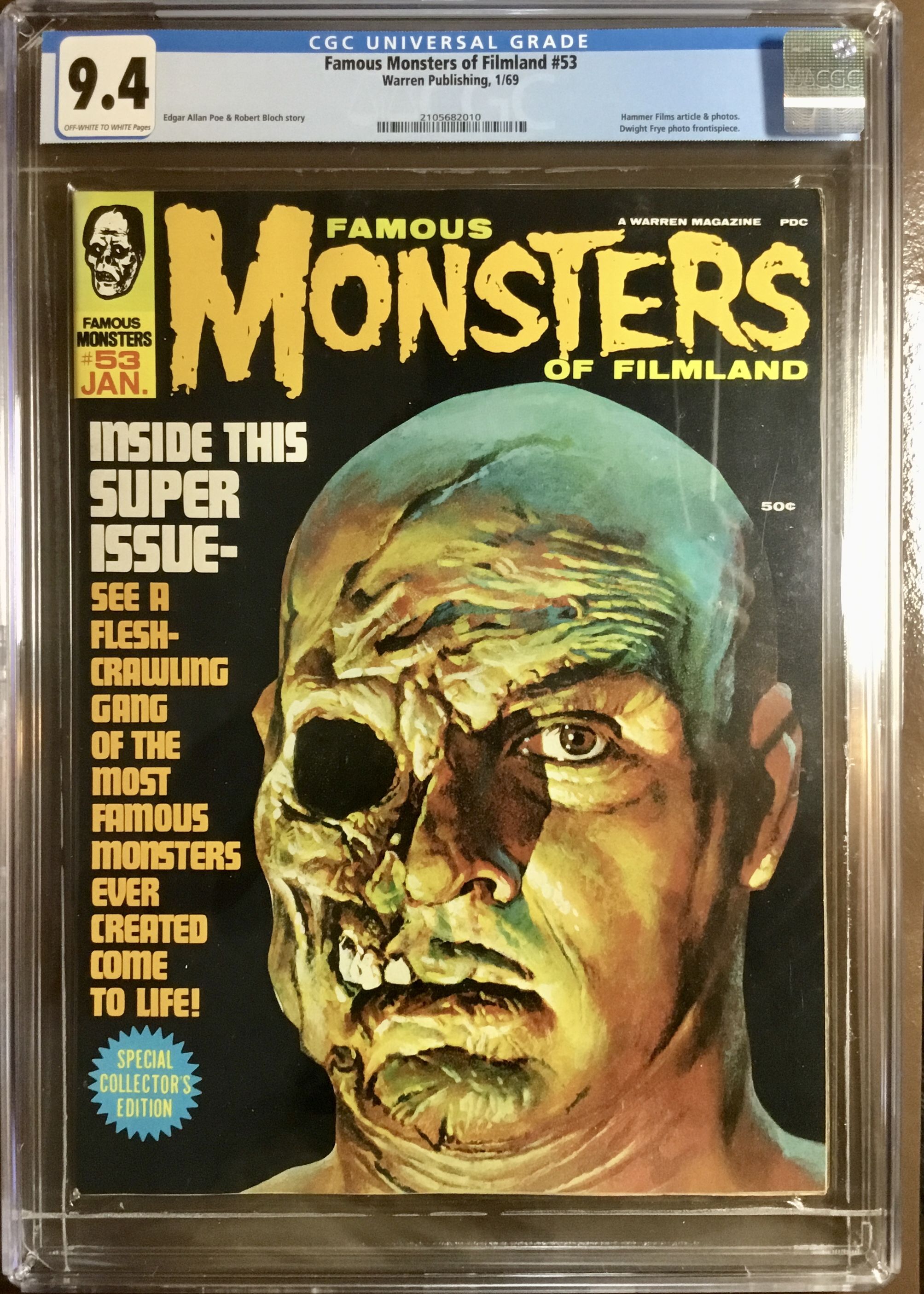 Famous Monsters Of Filmland No 53 Jan 1969 Cgc Graded 9 4 Nm By Robert Contributor Forrest J Editor Bloch Paperback 1st Edition 1969 From Outsider Enterprises Sku