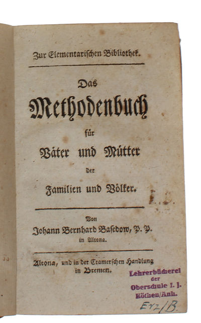 Das Methodenbuch für Väter und Mütter der Familie und Völker. (Erster-) Zweyter Theil: Erstes Stück (alles). (photo 2)