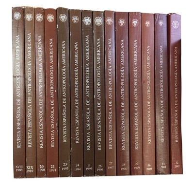 Revista Espanola de Antropologia Americana. [14 annual numeros: XVIII (1988), XIX (1989); 20 (1990); 21 (1991); 23 (1993); 24 (1994); 25 (1995); 26 (1996); 27 (1997); 28 (1998); 29 (1999); 30 (2000); 31 (2001); and 32 (2002)]