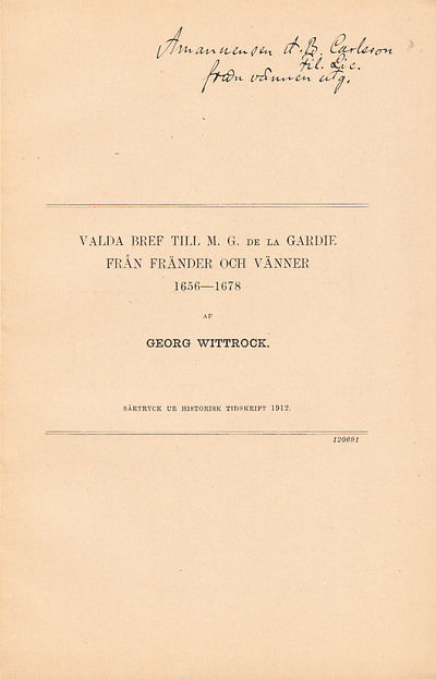Valda bref till M.G. De la Gardie från fränder…