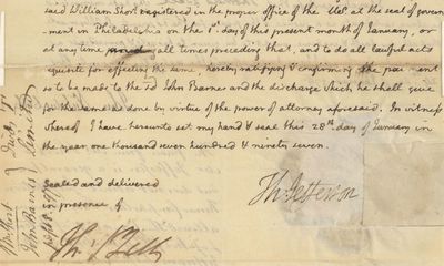 Thomas Jefferson, on the Eve of the Vice Presidency, Arranges to Collect Dividends from Stock Issued Under Alexander Hamilton's Fiscal Plan