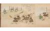 Handscroll on mica-sprinkled paper, entitled at beginning of text “Nikkosan gohan haiken no oboe gaki” [“Nikko Mountain Forced Rice Eating Ceremony, Revealed”]