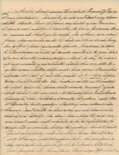 1884 Letter from an American in Cannstatt, Germany, Discussing Fashion, Student Culture, and Emigration of the Poor who “hardly know what butter is”
