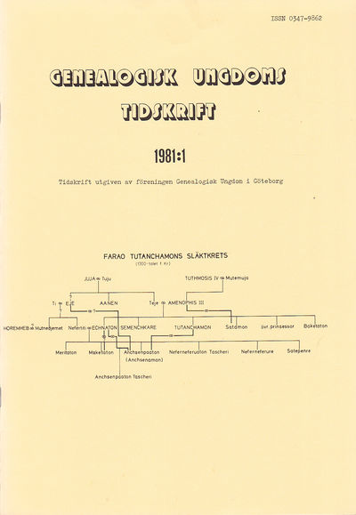 Genealogisk Ungdoms Tidskrift 1981:1-4. (Årg. 5).…