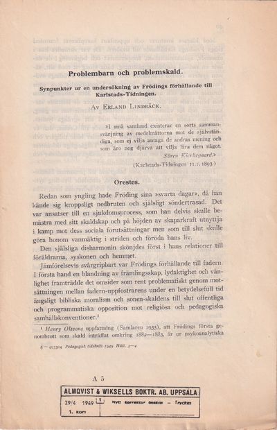 Problembarn och problemskald. Synpunkter ur en…