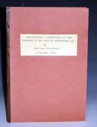 cover of Explanations & Emendations of Some Passages in the Text of Shakespeare and of Beaumont and Fletcher