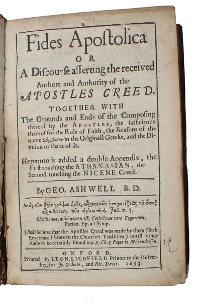 Fides Apostolica or a discourse asserting the…