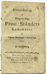 Förteckning på högvördige prest-ståndets…