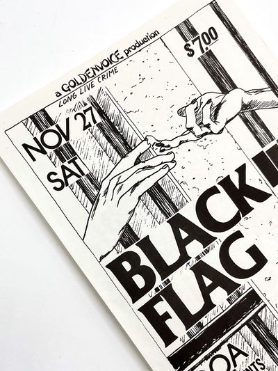 Original Flyer For Black Flag, DOA, and Descendents at S.I.R. ("Long Live Crime")