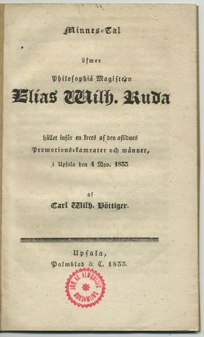 Minnes-tal öfwer philosophiä magistern Elias…