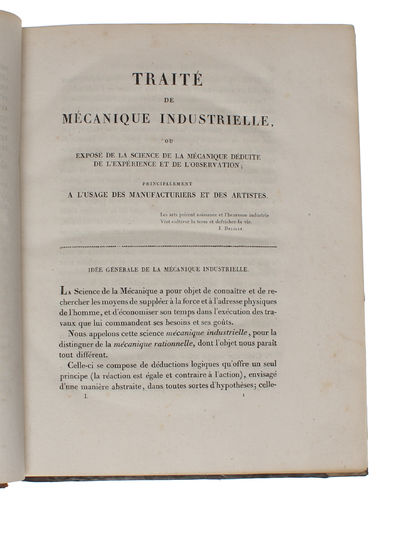 Traité de Méchanique Industrielle, ou exposé de la Science de la Mechanique déduite de L'Experience et de L'Observation; principalement a L'Usage des Manufacturiers et des Artistes; 3 vols. + Planches. (photo 3)