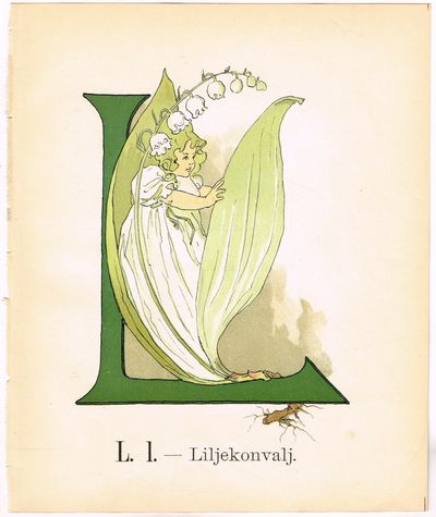 Prinsarnes Blomsteralfabet. L. l. – Liljekonvalj.