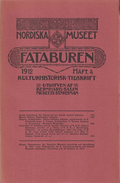 Fataburen. Kulturhistorisk tidskrift. 1912, häfte…