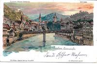 Limmatufer, Limmat River ZÃ¼rich, Baden, Switzerland on 1903 Undivided Reverse Postcard by C. Schinmann - 4 Aug 1903