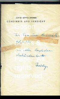 Geheimnis und Verzicht Gedichte. by Margul-Sperber, Alfred - 1939