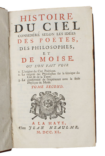 Histoire du Ciel considéré selon les idées des poëtes, des philosophes, et de Moise. 2 vols. (photo 4)