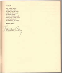 Kentucky Poetry Review. by BERRY, Wendell. (Contribution Signed by Wendell Berry) - Winter-Spring 1977.