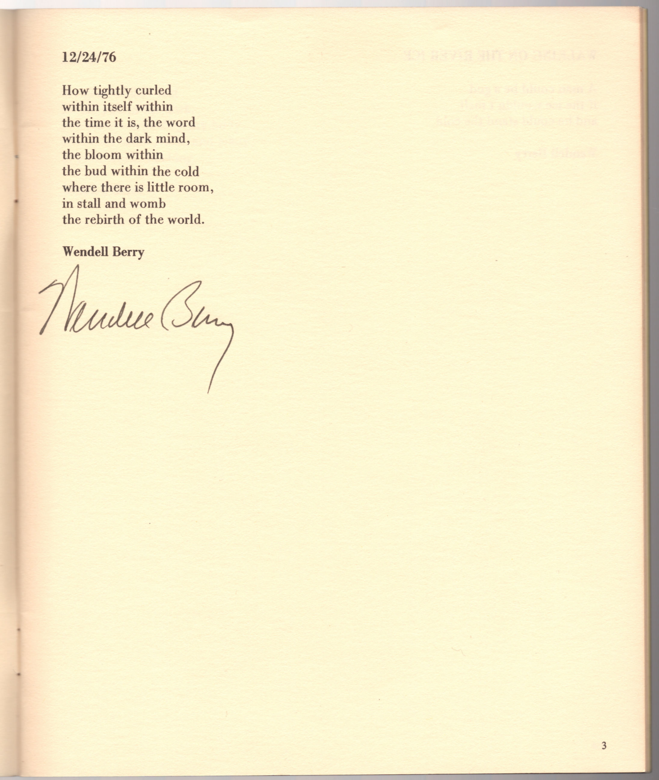 Kentucky Poetry Review. by BERRY, Wendell. (Contribution