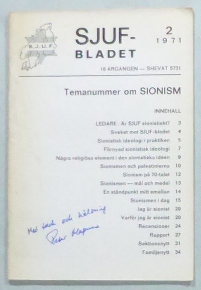 SJUF-Bladet 2, 1971. Temanummer om sionism.