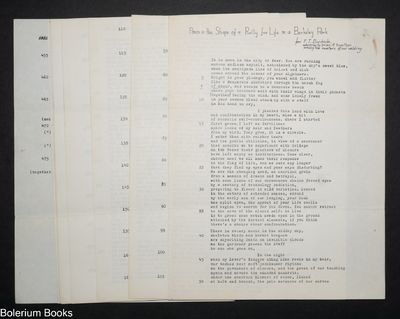Berkeley, CA: Self-published by the author, 1969. Nine loose pages, 8.5x11 inches; copied on one sid...