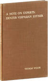A Note on Experts: Dexter Vespasian Joyner