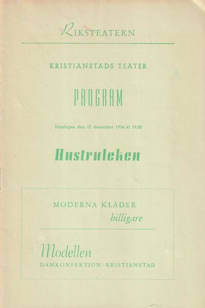 Kristianstads teater. Program. Söndagen den 12…