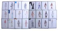 [Collection of Original Costume Designs with Fabric Swatches]