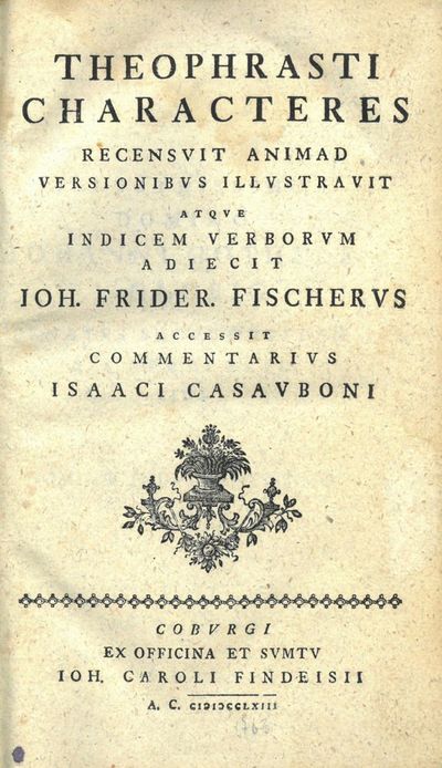 Theophrasti Characteres. Recensuit…