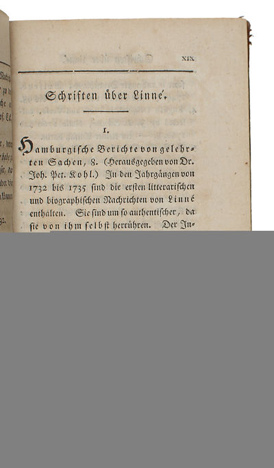 Leben des Ritters Carl von Linné. Nebst den biographischen Merkwürdigkeiten seines Sohnes...und einem vollständigen Verzeichnisse seiner Schriften, deren Ausgaben, Uebersetzungen, Auszüge und Commentare. 2 vols. (photo 2)