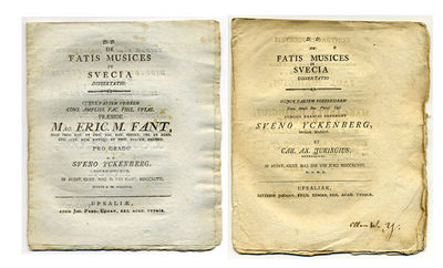 De fatis musices in Svecia dissertatio. I-II. A.a.