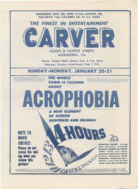 Original promotional theater flyer for the Carver Theater circa 1951, featuring "Fourteen Hours," "The Frogmen," "Teresa," "Bad Men of Nevada," and "The Golden Gloves Story