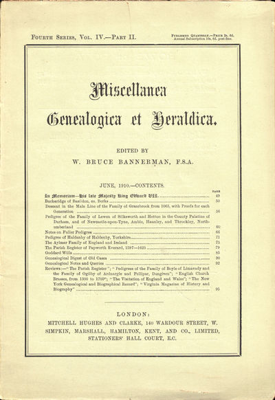 Miscellanea Genealogica et Heraldica Fourth Series, Volume IV-Part II