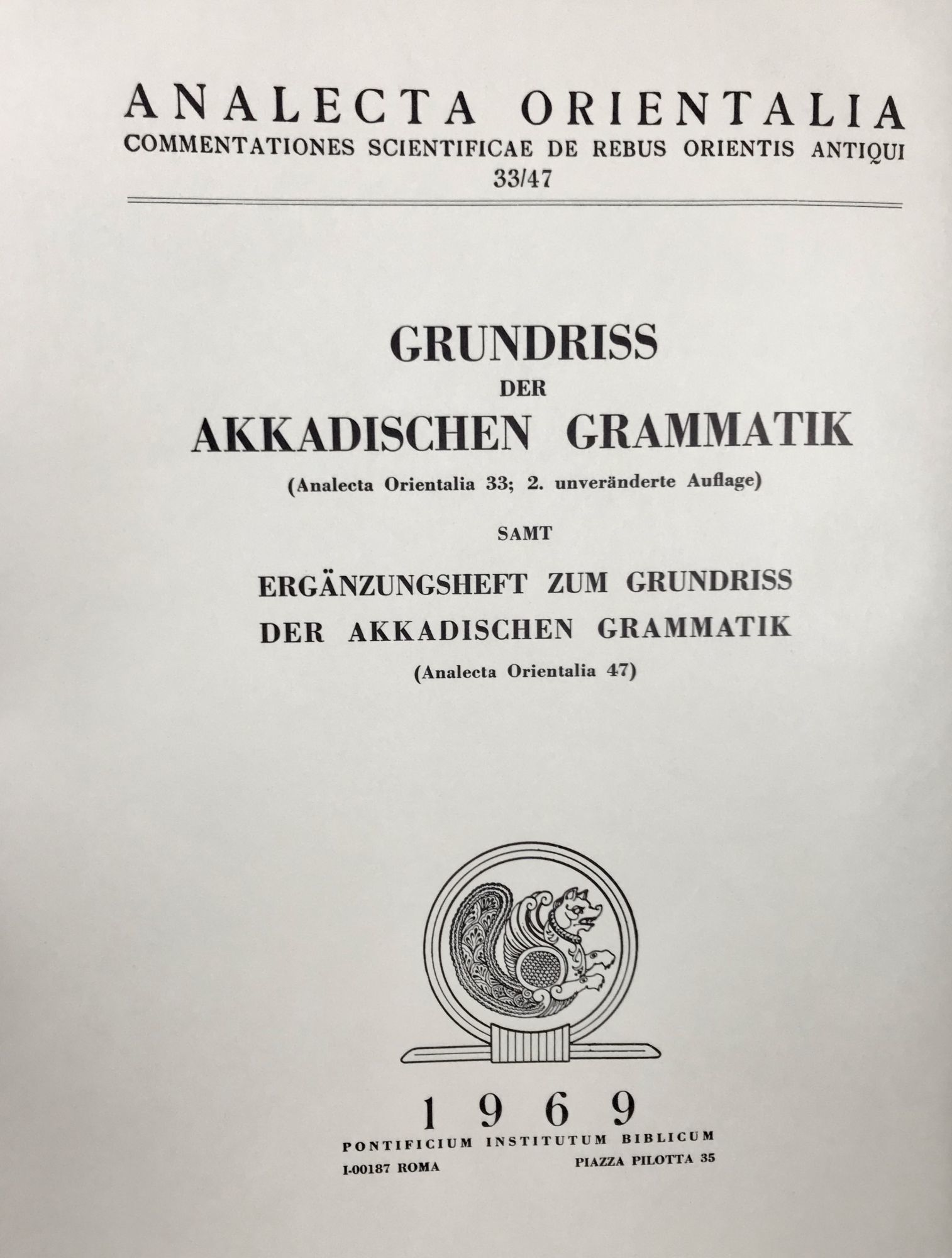 【​限​定​販​売​】 Grundriss der Wolfram (von) SODEN by Grammatik Akkadischen 洋書